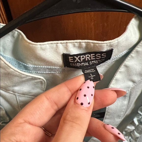 Express Blue Ruffle Blouse - Picture 3 of 5